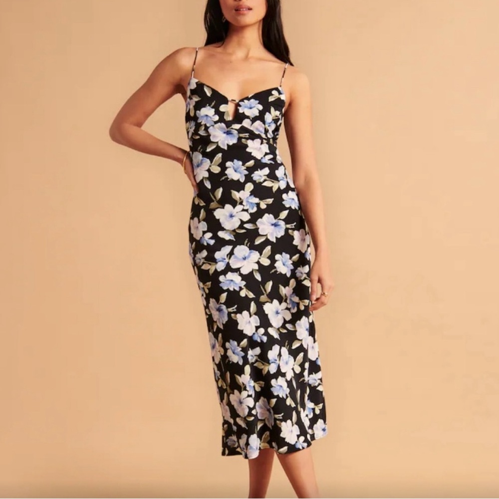 Abercrombie and fitch midi floral keyhole dress